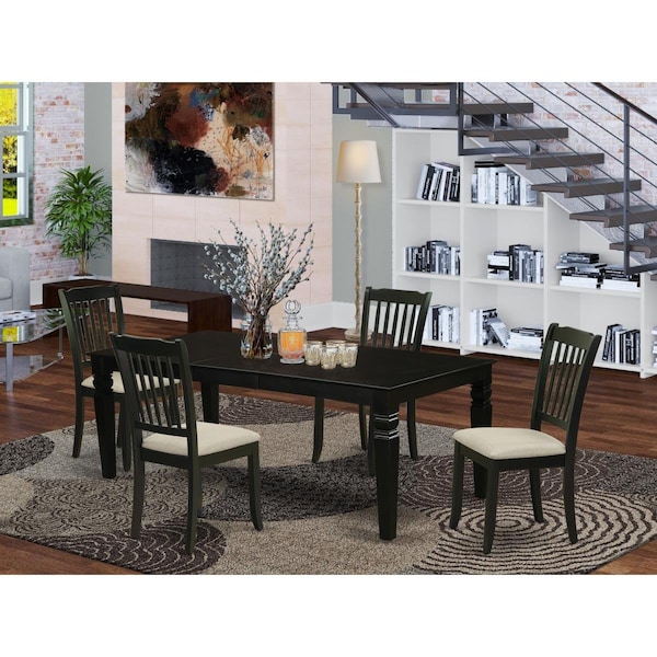 East West Furniture 5 Piece Logan Dining Set - Black - LGDA5-BLK-C