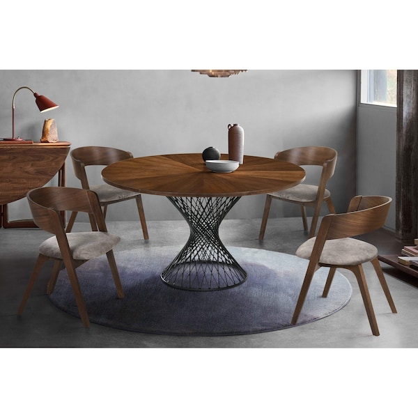 Armen Living Cirque and Jackie 5 Piece Walnut Round Dining Set - SETCQDIWA5E