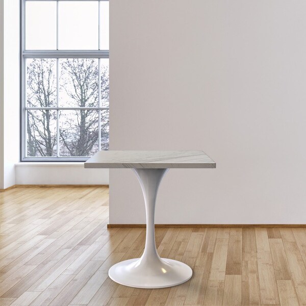 Leisuremod Square 27.56 in W, 29.35 in L, Resin/Steel, White - VT20W-S27WMR