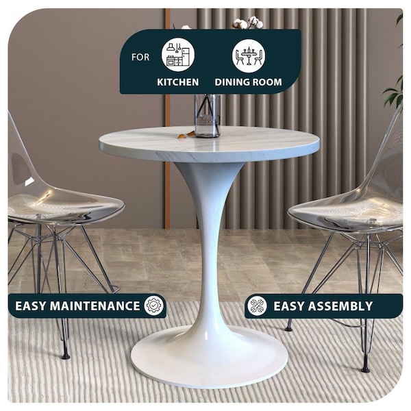 Leisuremod Square 27.56 in W, 29.35 in L, Resin/Steel, White - VT20W-S27WMR