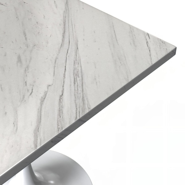 Leisuremod Square 27.56 in W, 29.35 in L, Resin/Steel, White - VT20W-S27WMR