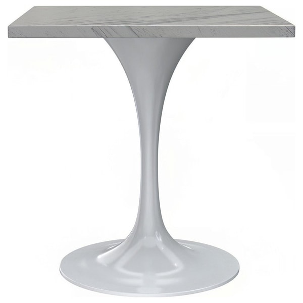 Leisuremod Square 27.56 in W, 29.35 in L, Resin/Steel, White - VT20W-S27WMR