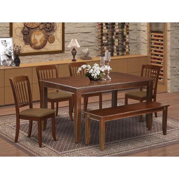 East West Furniture 6 Piece Dudley Dining Set - Mahogany - DUDA6-MAH-C