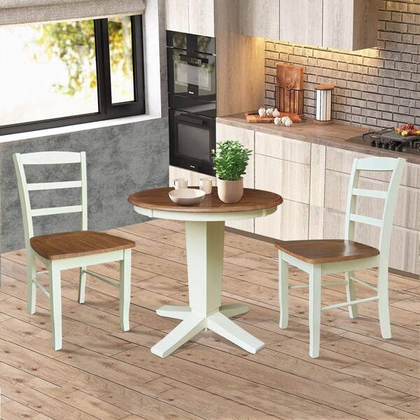 Whitewood Industries Rectangular Fixed Top Table W/ 2 Chairs, 30 in W, 29.9 in L, 30 in H, Parawood, Hickory/Shell - K79-30RT-23B-C2-2