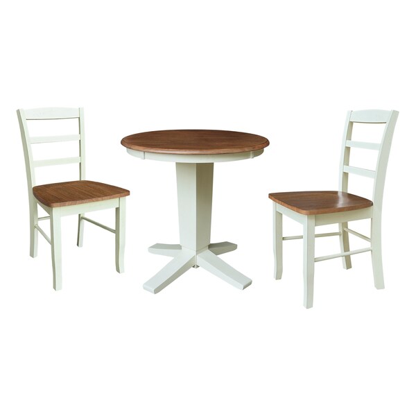Whitewood Industries Rectangular Fixed Top Table W/ 2 Chairs, 30 in W, 29.9 in L, 30 in H, Parawood, Hickory/Shell - K79-30RT-23B-C2-2
