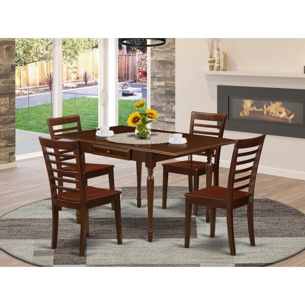 East West Furniture 5 Piece Monza Dining Table Set - Mahogany - MZML5-MAH-W