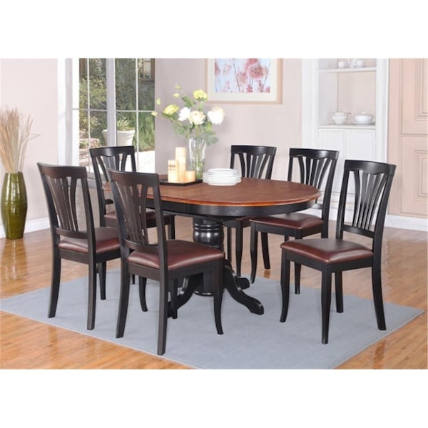 Latestluxury AV5-BLK-LC 5PC Avon Dining Table and 4 Faux Leather Upholstered Seat Chairs in Black - LA3263739