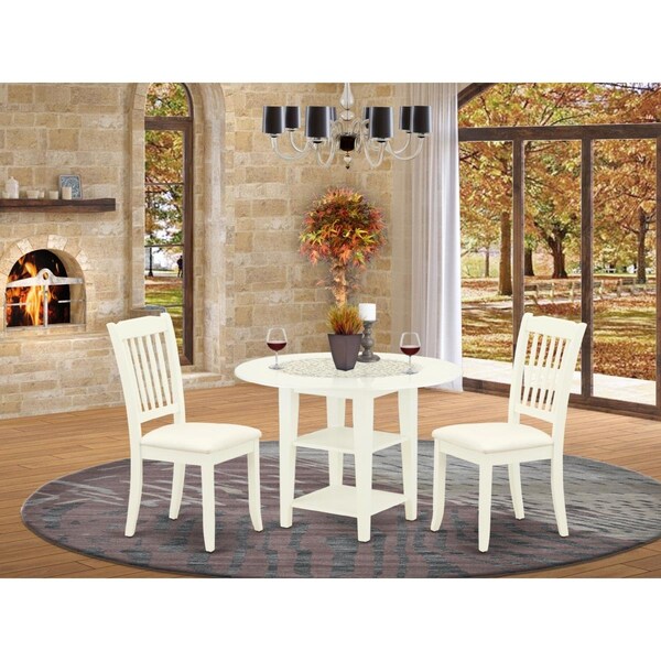 East West Furniture 3 Piece Sudbury Dinette Set - Linen White - SUDA3-LWH-C