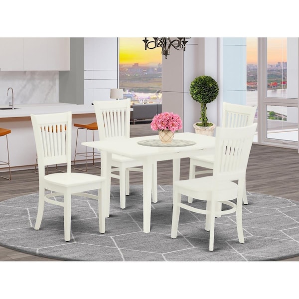 East West Furniture 5 Piece Norfolk Rectangular Dining Table Set - Linen White - NOVA5-LWH-W