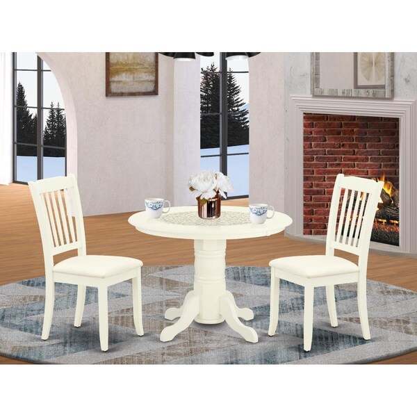 East West Furniture 3 Piece Shelton Dinette Set - Linen White - SHDA3-WHI-C