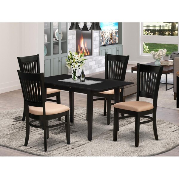 East West Furniture 5 Piece Norden Modern Dinette Set - Black - NFVA5-BLK-C