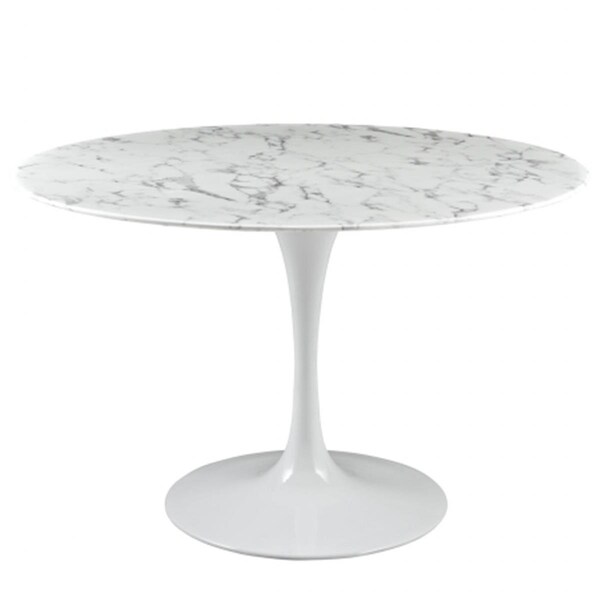 East End Imports Lippa 47 in. Artificial Marble Dining Table, White - EEI-1131-WHI
