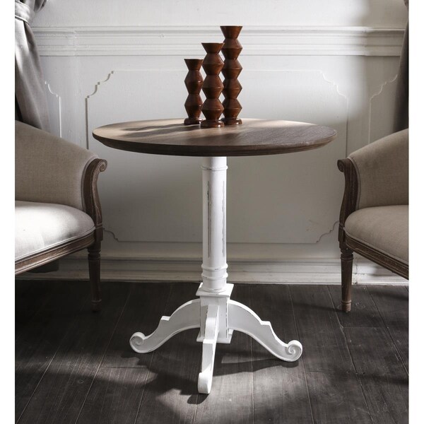 International Caravan Ashbury Pedestal Base Table, Antique White - PS-BRG-15-AW