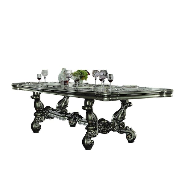 Gfancy Fixtures 46 x 136 x 32 in. Antique Platinum Wood Poly Resin Dining Table - GF3088419