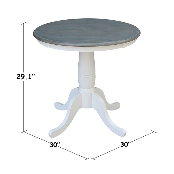 International Concepts Round 30 in Rd Top Ped Table, Dining Ht, White/Heather Gray, 30 in W, 30 in L, 29.1 in H, Wood - K05-30RT