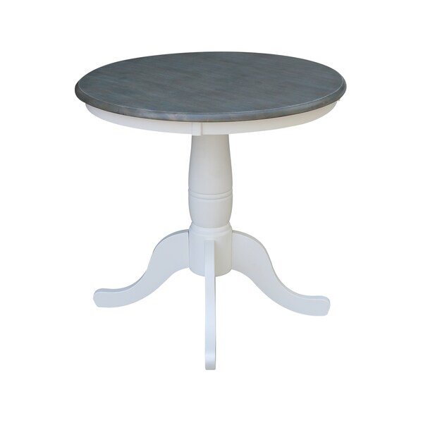 International Concepts Round 30 in Rd Top Ped Table, Dining Ht, White/Heather Gray, 30 in W, 30 in L, 29.1 in H, Wood - K05-30RT