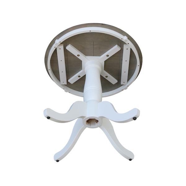 International Concepts Round 30 in Rd Top Ped Table, Dining Ht, White/Heather Gray, 30 in W, 30 in L, 29.1 in H, Wood - K05-30RT