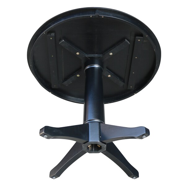 International Concepts Round 36 in Round Top Pedestal Table, 28.9 inH, Black, 36 in W, 36 in L, 29.9 in H, Wood, Black - K46-36RT-27B
