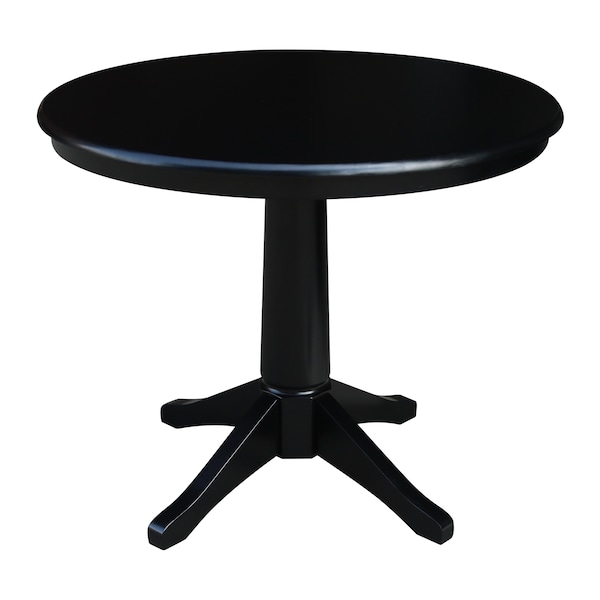International Concepts Round 36 in Round Top Pedestal Table, 28.9 inH, Black, 36 in W, 36 in L, 29.9 in H, Wood, Black - K46-36RT-27B