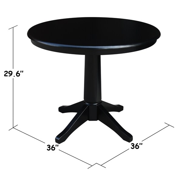 International Concepts Round 36 in Round Top Pedestal Table, 28.9 inH, Black, 36 in W, 36 in L, 29.9 in H, Wood, Black - K46-36RT-27B