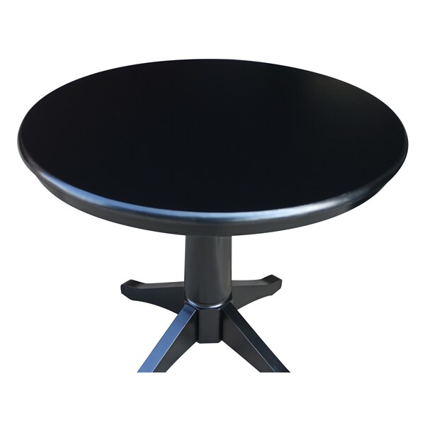 International Concepts Round 36 in Round Top Pedestal Table, 28.9 inH, Black, 36 in W, 36 in L, 29.9 in H, Wood, Black - K46-36RT-27B