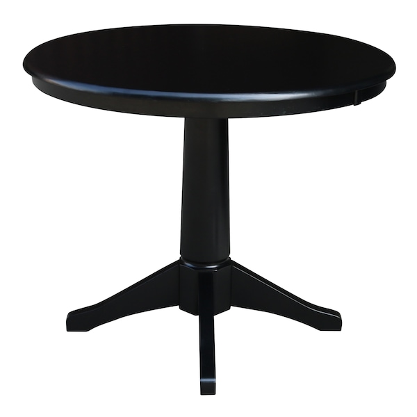 International Concepts Round 36 in Round Top Pedestal Table, 28.9 inH, Black, 36 in W, 36 in L, 29.9 in H, Wood, Black - K46-36RT-27B