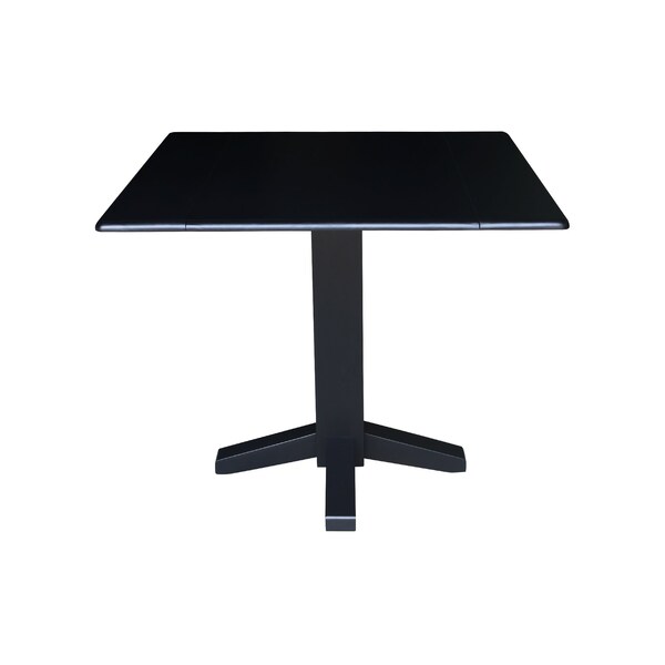 International Concepts 36 in. Solid Wood Square Dual Drop Leaf Dining Table with 4 Chairs in Black - K46-36SDP-C613-4