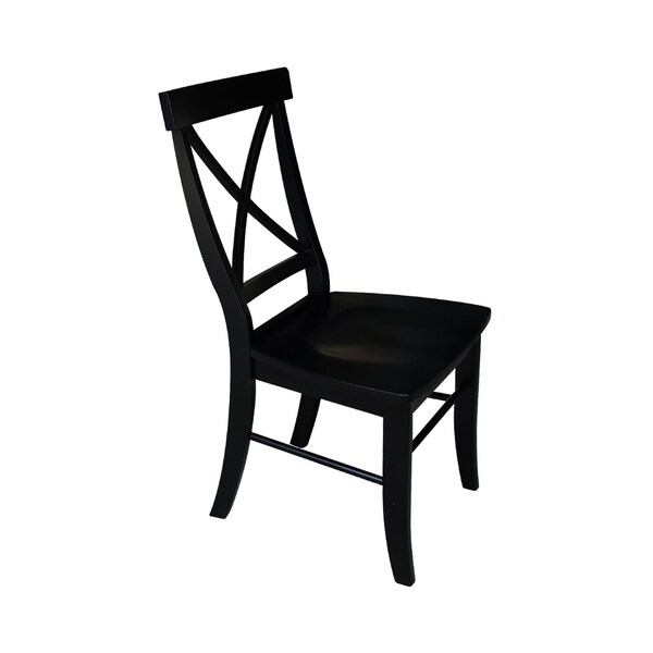 International Concepts 36 in. Solid Wood Square Dual Drop Leaf Dining Table with 4 Chairs in Black - K46-36SDP-C613-4