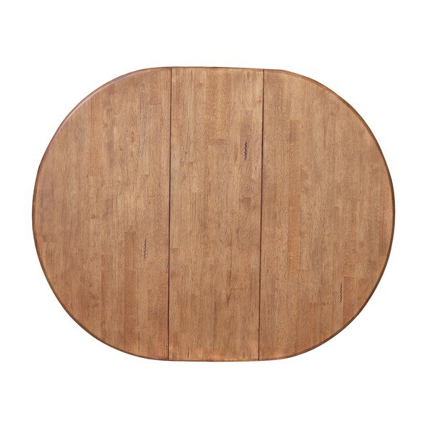 International Concepts Round 36 in Round Top Pedestal Table with 12 in Leaf, 30.1 in H, Distressed Oak, 36 in W, 48 in L - K42-36RXT-27B
