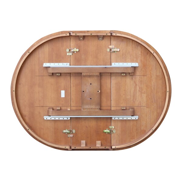 International Concepts Round 36 in Round Top Pedestal Table with 12 in Leaf, 30.1 in H, Distressed Oak, 36 in W, 48 in L - K42-36RXT-27B