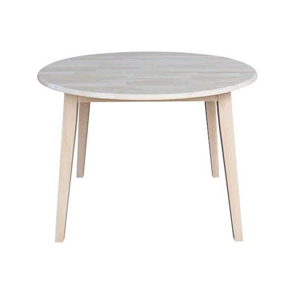 International Concepts 42 in. Solid Wood Round Dual Drop Leaf Dining Table with 4 Chairs, White/Heather Gray - K-42DL-C613-4