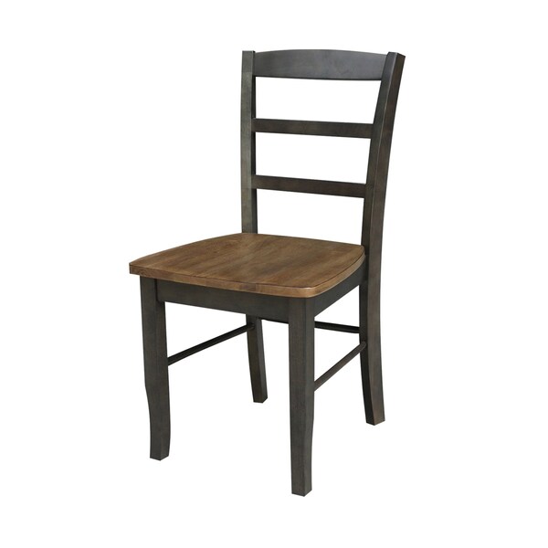 International Concepts 36 in. Solid Wood Round Top Dining Table with 4 Chairs in Hickory/Washed Coal - K45-36RT-23B-C2-4