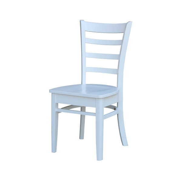 International Concepts 36 in. Solid Wood Round Extension Dining Table with 4 Dining Chairs in White - K08-36RXT-23B-C617-4