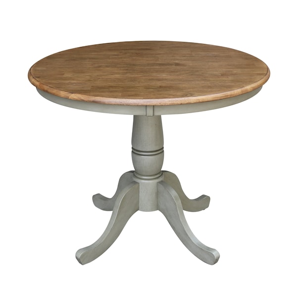 International Concepts 36 in. Round Top Pedestal Dining Table with 2 Madrid LadderBack Chairs - 3 Piece Dining Set - K41-36RT-C2-2