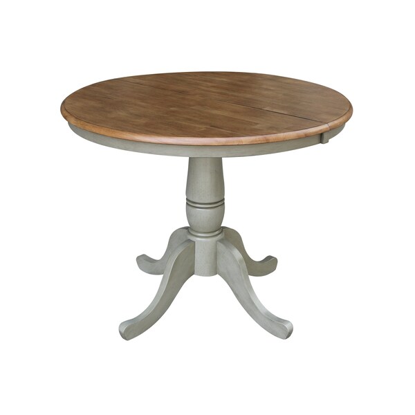 International Concepts 36 in. Round Extension Dining Table with 2 Madrid LadderBack Chairs - 3 Piece Dining Set - K41-36RXT-C2-2