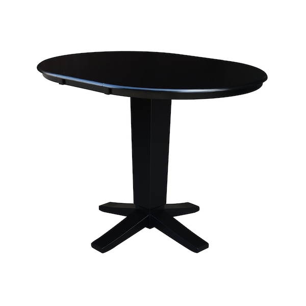 International Concepts 36 in. Solid Wood Round Top Pedestal Table with 12 in. Leaf - 36.1 in.High - Dining Height in Black - K46-36RXT-23B-36