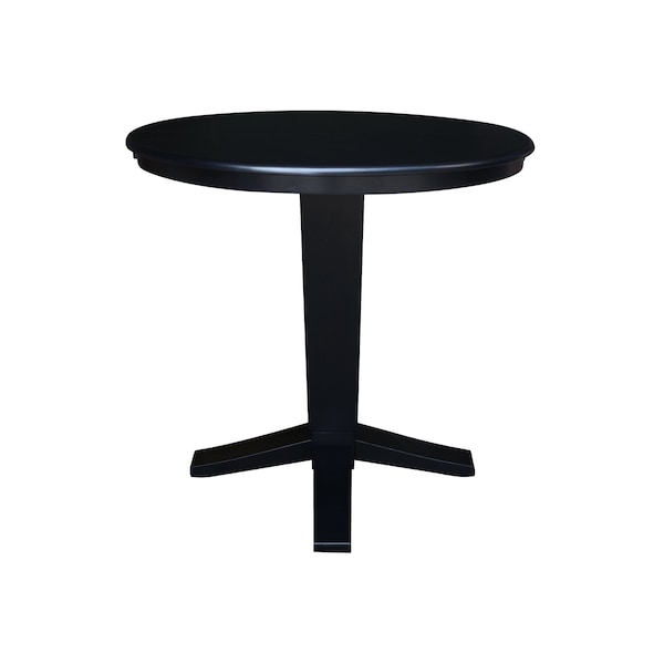 International Concepts 36 in. Solid Wood Round Top Pedestal Table with 12 in. Leaf - 36.1 in.High - Dining Height in Black - K46-36RXT-23B-36