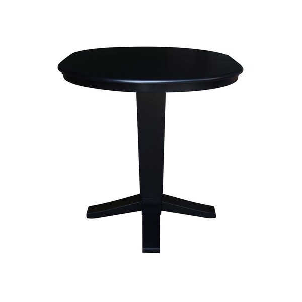 International Concepts 36 in. Solid Wood Round Top Pedestal Table with 12 in. Leaf - 36.1 in.High - Dining Height in Black - K46-36RXT-23B-36