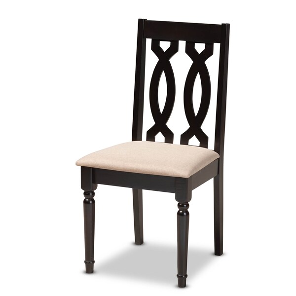 Baxton Studio Cherese Sand Upholstered Espresso Finished 5-Piece Wood Dining Set - 157-9733-8026