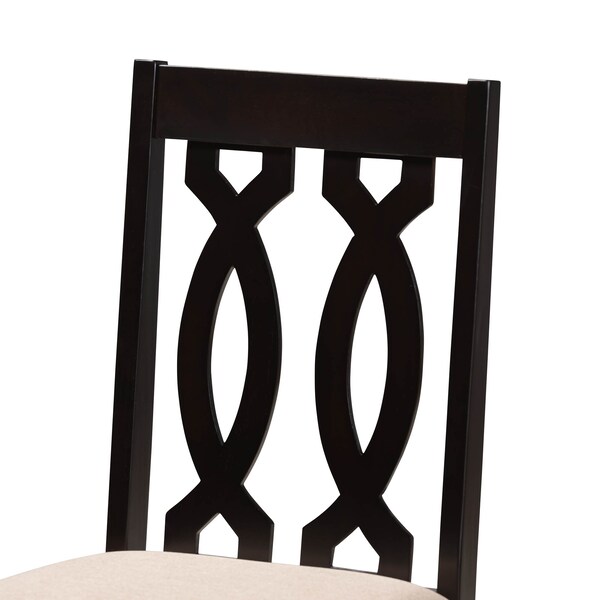 Baxton Studio Cherese Sand Upholstered Espresso Finished 5-Piece Wood Dining Set - 157-9733-8026
