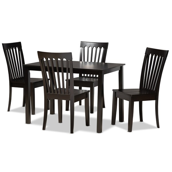 Baxton Studio Erion Modern and Contemporary Dark Brown Finished Wood 5-Piece Dining Set - 184-11426-8026-ZORO