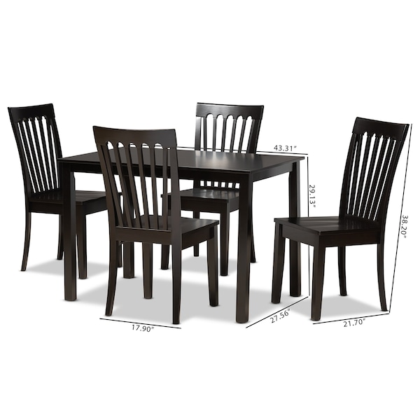 Baxton Studio Erion Modern and Contemporary Dark Brown Finished Wood 5-Piece Dining Set - 184-11426-8026-ZORO