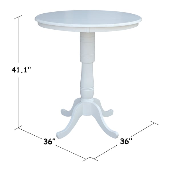 International Concepts Round 36 in Round Top Pedestal Table, 40.9 inH, White, 36 in W, 36 in L, 40.9 in H, Wood, White - K08-36RT-6B-2