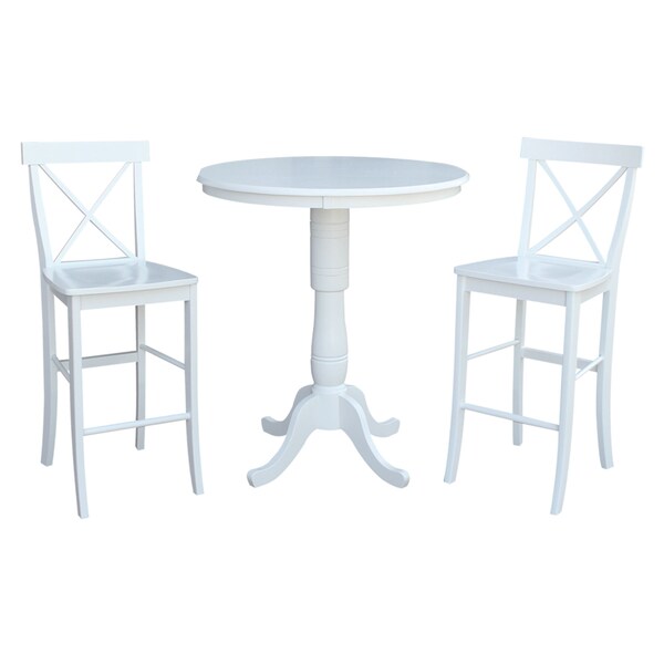 International Concepts Round 36 in Round Top Pedestal Table, 40.9 inH, White, 36 in W, 36 in L, 40.9 in H, Wood, White - K08-36RT-6B-2