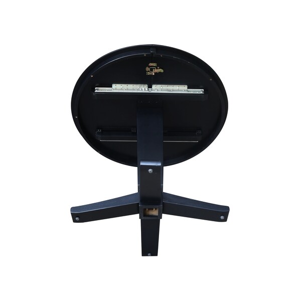 International Concepts 36 in. Solid Wood Round Top Pedestal Table with 12 in. Leaf - 30.1 in.High - Dining Height in Black - K46-36RXT-23B