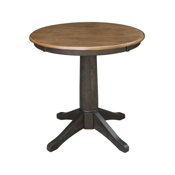 International Concepts 30 in. Round Pedestal Dining Table with 2 Madrid LadderBack Chairs - 3 Piece Dining Set - K45-30RT-27B-C2-2