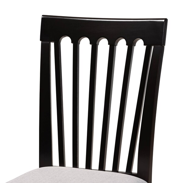 Baxton Studio Lore Grey Upholstered and Dark Brown Finished Wood 7-Piece Dining Set - 168-10522-10894