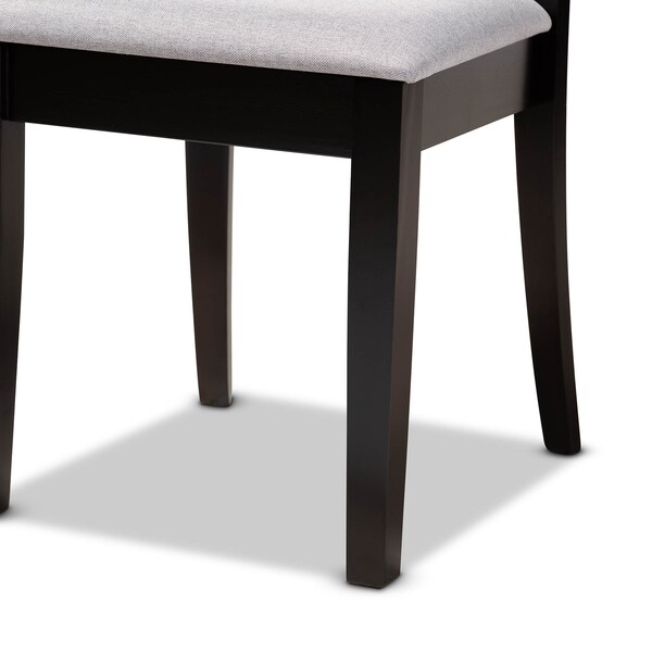 Baxton Studio Lore Grey Upholstered and Dark Brown Finished Wood 7-Piece Dining Set - 168-10522-10894
