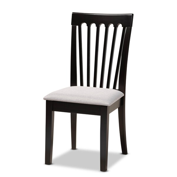 Baxton Studio Lore Grey Upholstered and Dark Brown Finished Wood 7-Piece Dining Set - 168-10522-10894