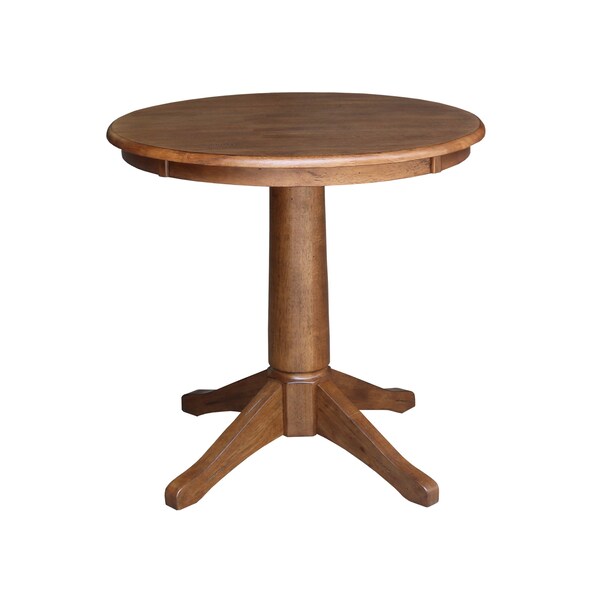 International Concepts 30 in. Round Top Pedestal Dining Table with 2 Madrid LadderBack Chairs - 3 Piece Dining Set - K42-30RT-27B-C2-2